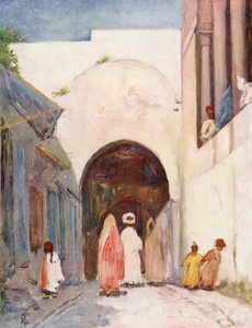 Dveře Velké mešity, Tunis (barevná litografie)