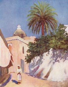 Ulice, Capri (barevná litografie)