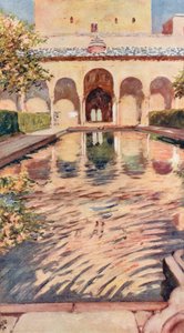 Dvůr myrt, Alhambra (barevná litografie)