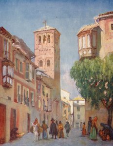 Toledo, pouliční scéna (barevná litografie)