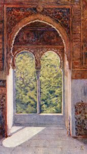 Okno zajatecké věže, Alhambra (barevná litografie) od Augustine Fitzgerald
