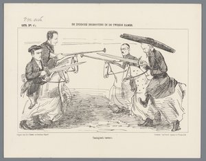 Utrechtská maškaráda z roku 1851: Rederijkers v roce 1500 Rederijkerovi. 1500 (název na objektu) Národní dějiny. od nejstarších dob do konce 17. století, v osmi scénách, v kostýmech uváděných H.H. Studenti Utrechtské školy od Augustinus Jacobus Bernardus Wouters