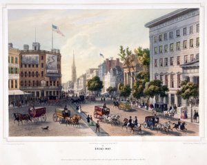 Broad-Way, hospoda. 1850 (barevné lito) od Augustus (after) Kollner