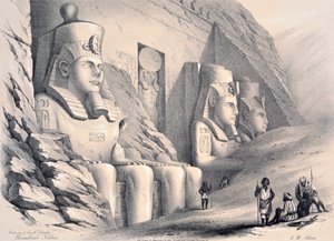 Exteriér jižního chrámu, Ebsamboul, Nubia, c1850