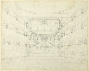 Studie k oratoriu - divadlo Covent Garden, z knihy Mikrokosmos Londýna od Augustus Charles Pugin