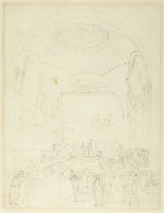 Studie pro sál Společné rady, Guild Hall, z mikrokosmu Londýna od Augustus Charles Pugin