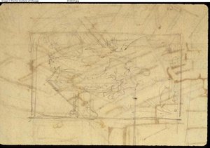 Studie pro výstavní místnost, Somerset House, z Microcosm of London (recto); Skica obrazu: Madonna a dítě (verze) od Augustus Charles Pugin