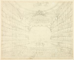 Studium pro Opera House, z Microcosm of London od Augustus Charles Pugin