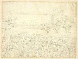 Studie pro setkání kvakerů z londýnského mikrokosmu od Augustus Charles Pugin