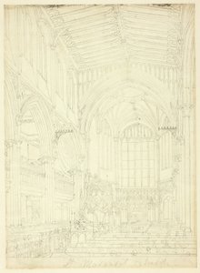 Studie kostela svaté Markéty, od Microcosm of London od Augustus Charles Pugin