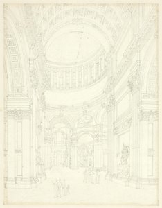 Studie pro katedrálu svatého Pavla, z knihy Mikrokosmos Londýna od Augustus Charles Pugin