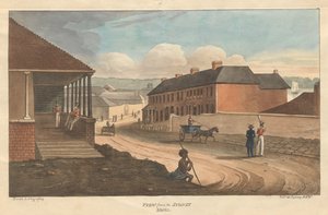 Pohled z hotelu SydneyEarle, Augustus. Pohledy v Austrálii. Sydney- Earleova litografie, 1826
