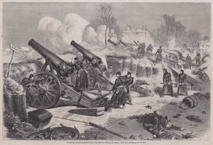 Pruská obléhací baterie v parku Le Raincy během obléhání Paříže, francouzsko-pruská válka od Augustus J. Beck
