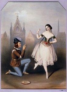 Carlotta Grisi jako Esmeralda a Jules Perrot jako Gringoire - La Esmeralda, balet o 3 dějstvích ... (litografie)
