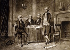 Vedoucí představitelé Kontinentálního kongresu 1775: John Adams, Robert Morris, Alexander Hamilton, Thomas Jefferson, kresba Augusta Tholeyho (1894) od Augustus Tholey