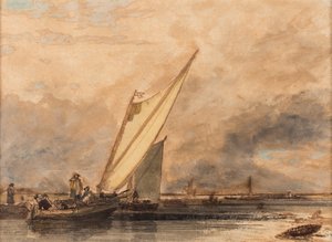 Na řece Medway, datum neznámé (akvarel na papíře) od Augustus Wall Callcott