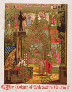 Tapiserie, závěsy a oltářní plátna, ze „Glosáře církevních ozdob a kostýmů“, litografie H.C. Maguire od Augustus Welby Northmore (after) Pugin