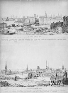 Katolické město v roce 1440 a stejné město v roce 1840