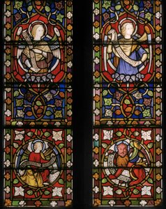 Kristus obklopený anděly, detail, 1850 (vitráže) od Augustus Welby Northmore Pugin