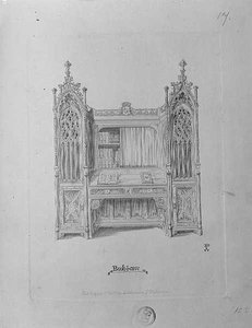 Návrh gotické knihovny, cca 1835 od Augustus Welby Northmore Pugin