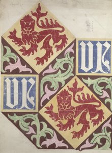 Návrh podlahy pro budovy parlamentu (kvaš a tužka na papíře) od Augustus Welby Northmore Pugin