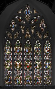 Záhady růžence, východní okno kaple, 1847 (vitráže) od Augustus Welby Northmore Pugin