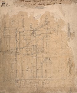 Řez hlavní lodí katedrály sv. Pavla při pohledu na západ od Augustus Welby Northmore Pugin