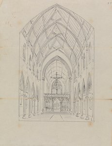 Náčrt interiéru gotického kostela od Augustus Welby Northmore Pugin