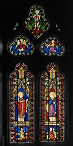 Svatý Augustin a svatý Řehoř, východní okno kaple, asi 1844 (vitráž) od Augustus Welby Northmore Pugin