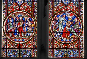 Život svatého Pavla, kaple sv. Jiří, detail, 1852 (vitráže) od Augustus Welby Northmore Pugin