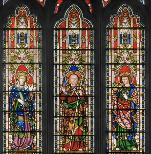 Panna a Kristus se svatými, východní okno, detail, 1847-48 (vitráže) od Augustus Welby Northmore Pugin