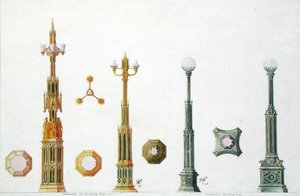 Návrhy svícnů na hradě Windsor od Augustus Welby Pugin