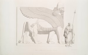 Okřídlený lev s lidskou hlavou z Nimroudu [Calah], 1849