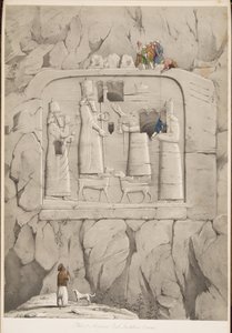 Asyrská skalní socha (bavinská), z Monuments of Ninive, hospoda. 1849 (rytina) od Austen Henry Layard