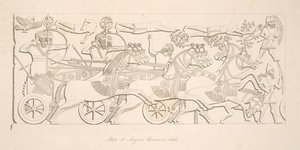 Asyrští válečníci v bitvě, od Monuments of Niniveh, hospoda. 1849 od Austen Henry Layard