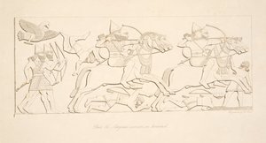 Asyrští válečníci na koních, z Monuments of Niniveh, hospoda. 1849 od Austen Henry Layard