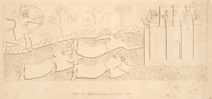 Uprchlíci překračující řeku k hradu, od Monuments of Niniveh, hospoda. 1849 od Austen Henry Layard