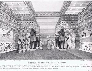 Interiér paláce Ninive, ilustrace z 