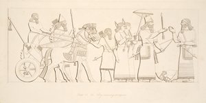 Král přijímá zajatce, z Monuments of Niniveh, hospoda. 1849 od Austen Henry Layard