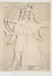 Dva lučištníci a štítonoš, 1849 od Austen Henry Layard