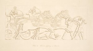 Bojovníci bojující ve vozech, z Monuments of Niniveh, hospoda. 1849 od Austen Henry Layard
