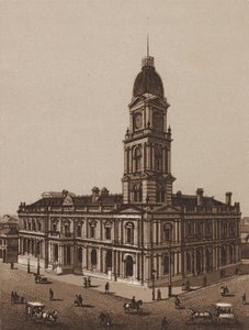 Melbourne, Austrálie: Hotham Town Hall (litografie) od Australian School