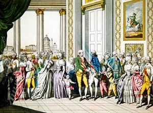Císař Leopold II. a jeho rodina vítá Ferdinanda I., krále neapolského a sicilského a jeho rodinu ve Vídni od Austrian School