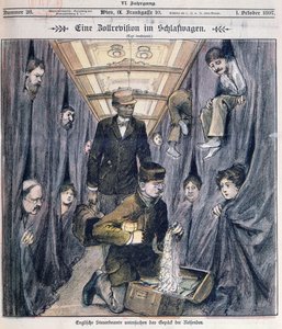 Angličtí celníci zkoumající zavazadla v lůžkovém voze od Austrian School