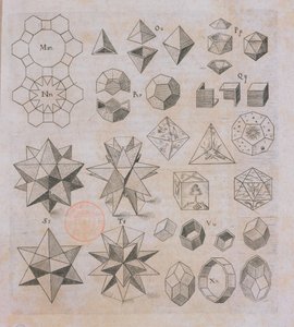 Geometrické tvary, z Harmonices Mundi od Johannese Keplera (1571-1630), vydané v Linci, 1619 od Austrian School