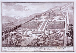 Nádherné zahrady a palác barona de Huldenburg, který postavil ve Widlingsau, 1719 od Austrian School