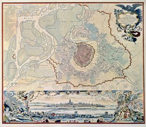 Plán města Vídně, po rytině z roku 1720 (rytina) od Austrian School