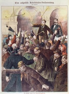 Policie rozbíjí protestní shromáždění nezaměstnaných dělníků, 1897 od Austrian School