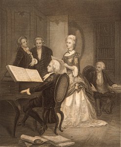 Wolfgang Amadeus Mozart doprovázející Caterinu Maddalenu Giuseppa (rytina) od Austrian School