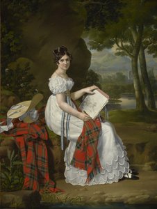 Žena skicování v krajině, c.1830 od Austrian School